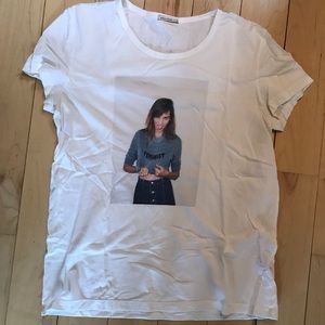 Alexa Chung - White graphic Tee - feminist